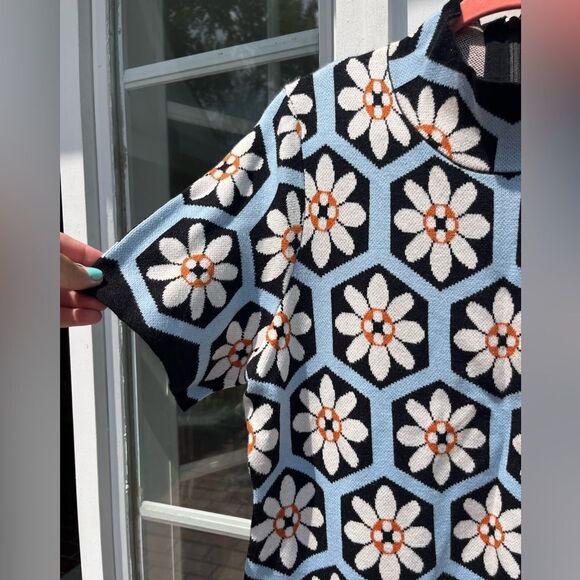 Anthropologie The Nina Short-Sleeve Mock-Neck Mod Mini Dress NWT - Picture 11 of 12